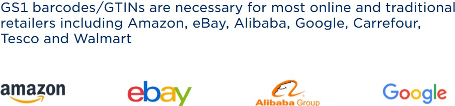 Logos of Amazon, eBay, Alibaba, Google, Carrefour, Tesco & Walmart